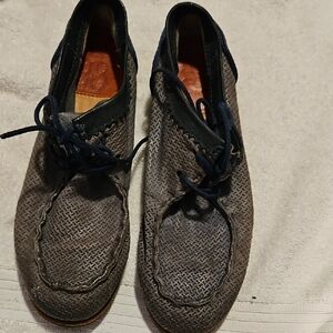 A.S.98 Women's Woven Slip-On Loafers in Gray with Navy Accents